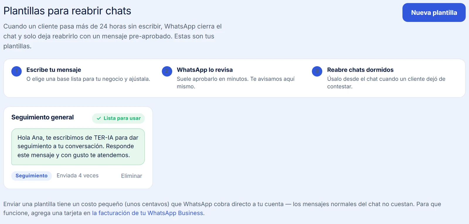 Plantillas aprobadas por WhatsApp para reabrir conversaciones dormidas